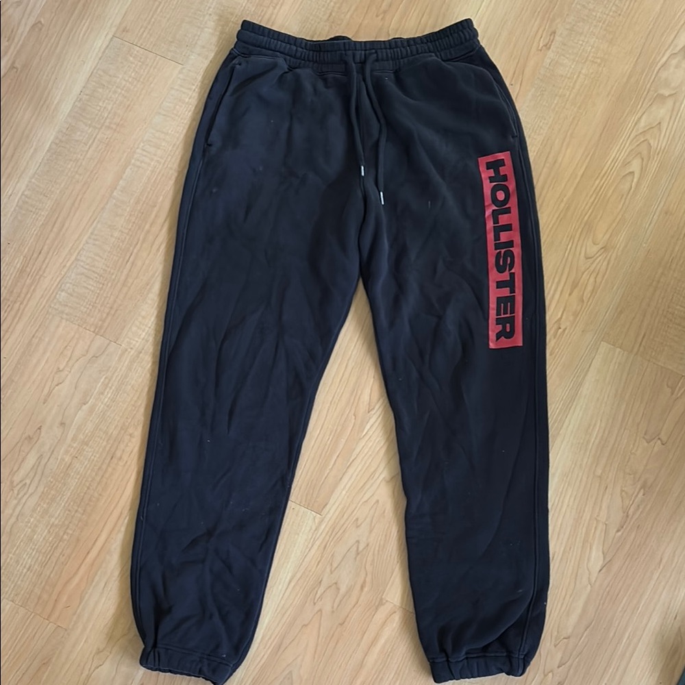 Hollister Black Joggers with Red Branding
